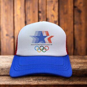 1984 Summer Olympic Games Los Angeles Unisex Trucker Hat Red White Blue Ball Cap